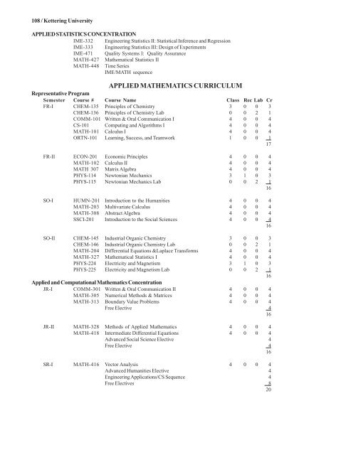 2008-2009 Undergraduate Catalog - Kettering University