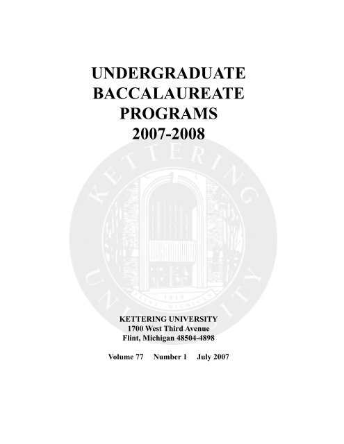 2007-2008 Undergraduate Catalog - Kettering University