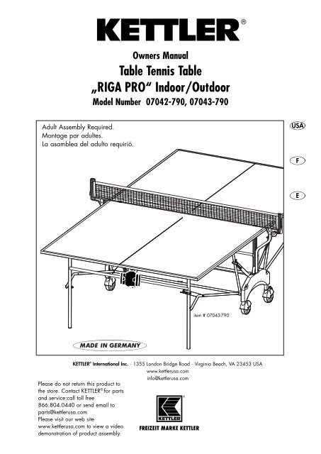 Table Tennis Table âRIGA PROâ Indoor/Outdoor - Kettler canada