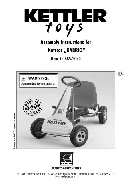 Assembly Instructions For Kettcar â€žKABRIOâ€œ - Kettler canada