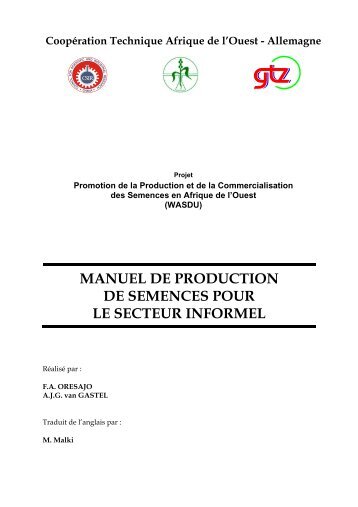 manuel de production de semences pour le secteur informel