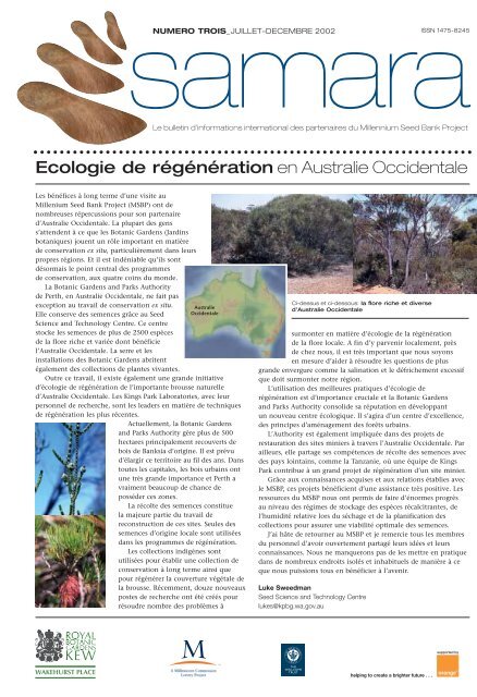 Ecologie de rÃ©gÃ©nÃ©ration en Australie Occidentale - Royal Botanic ...