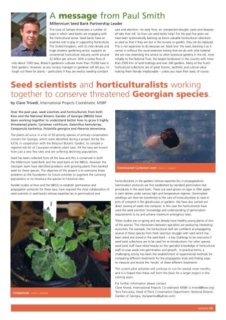 A successful partnership between seed banking and horticulture: