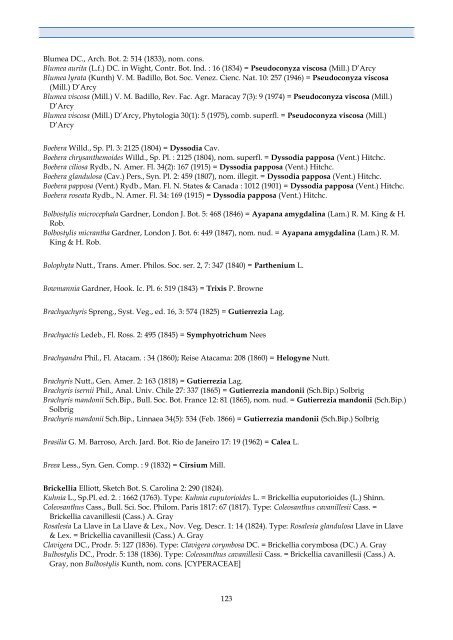 Checklist of Bolivian Compositae - Royal Botanic Gardens, Kew