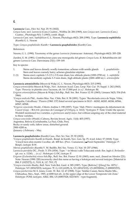 Checklist of Bolivian Compositae - Royal Botanic Gardens, Kew