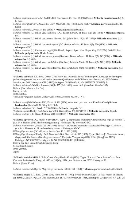 Checklist of Bolivian Compositae - Royal Botanic Gardens, Kew