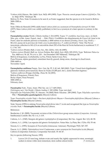 Checklist of Bolivian Compositae - Royal Botanic Gardens, Kew