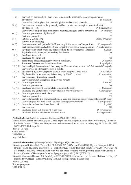 Checklist of Bolivian Compositae - Royal Botanic Gardens, Kew