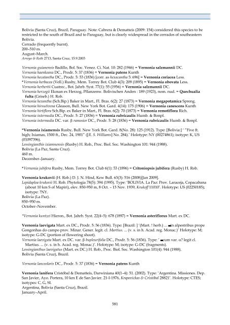 Checklist of Bolivian Compositae - Royal Botanic Gardens, Kew