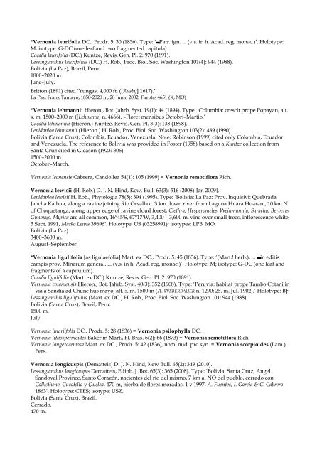 Checklist of Bolivian Compositae - Royal Botanic Gardens, Kew