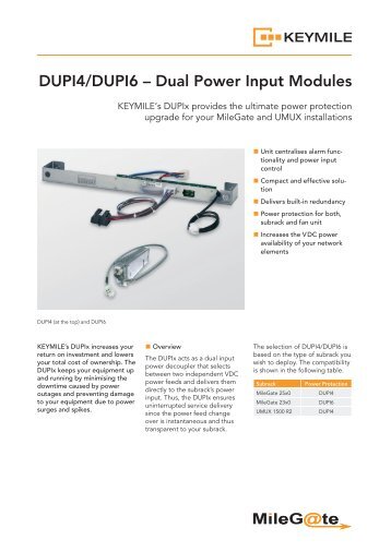 Data Sheet Dual Power Input DUPI4/DUPI6 - KEYMILE