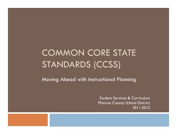 common core state standards (ccss) - Monroe County School District