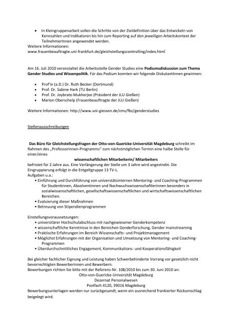 06/10 - und Geschlechterforschung in Sachsen-Anhalt