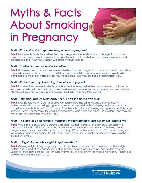 Myths Amp Facts About Smoking In Pregnancy Kfl Amp A Public Health