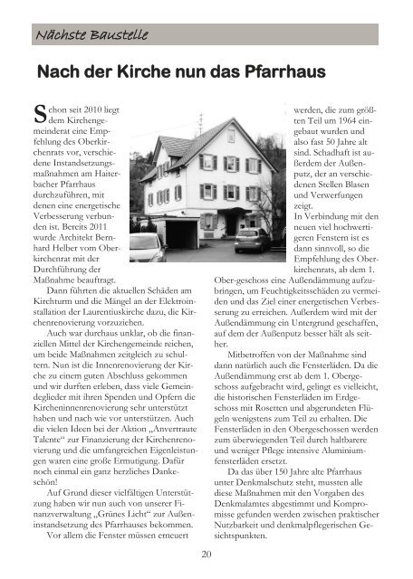 Aktuelle Ausgabe des Gemeindebriefs - Kirchengemeinde Haiterbach