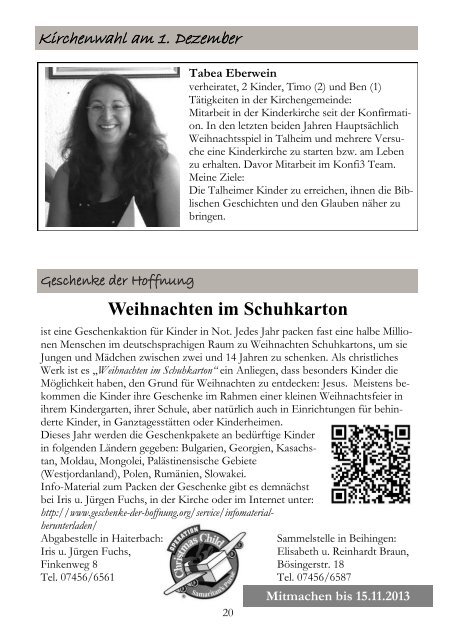 Ausgabe Oktober 2013 Nr. 02/2013 - Kirchengemeinde Haiterbach