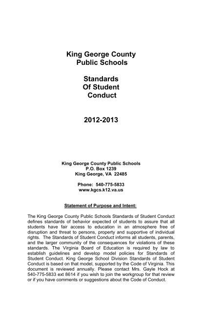 Code of Conduct King George County Schools