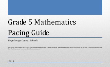 Grade 5 Mathematics Pacing Guide - King George County Schools