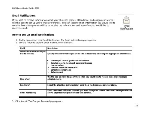 PowerSchool Parent Portal User Guide - King George County Schools