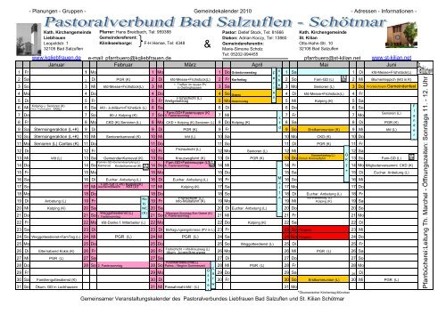 Jahreskalender Gemeinde 2010 - Katholische Gemeinde Liebfrauen