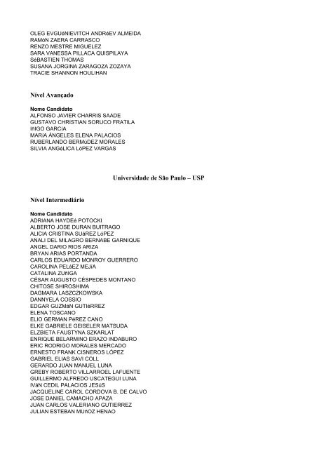 Resultado Celpe-Bras 1º/2007 - Ministério da Educação