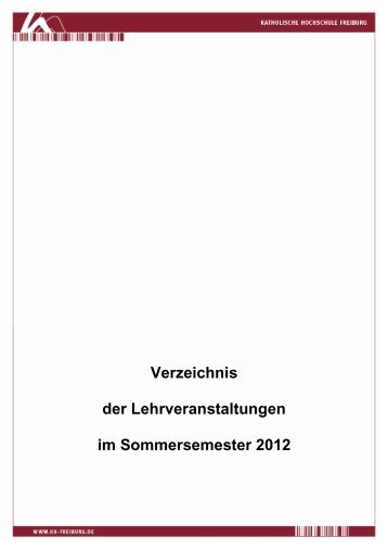 Sommersemester 2012 - Katholische Hochschule Freiburg