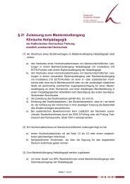 § 21 Zulassung zum Masterstudiengang Klinische Heilpädagogik