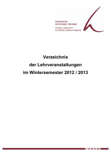 Wintersemester 2012/13 - Katholische Hochschule Freiburg