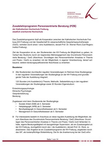 Ordnung für das Zusatzlehrprogramm - Katholische Hochschule ...