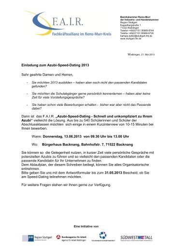 Azubi-Speed-Dating - Schnell und - Kreishandwerkerschaft Rems ...