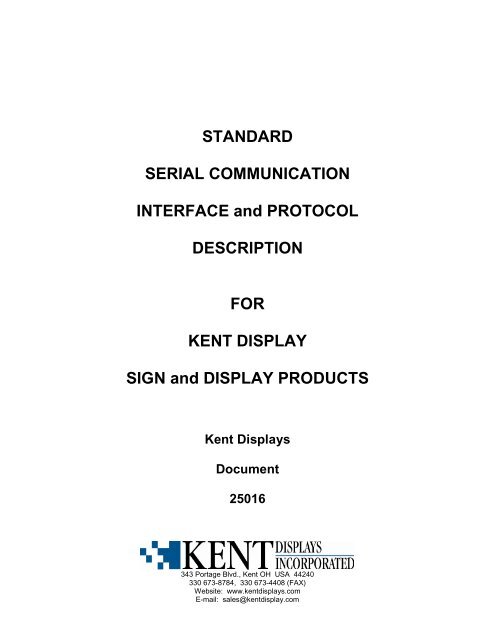 STANDARD SERIAL COMMUNICATION INTERFACE and ...