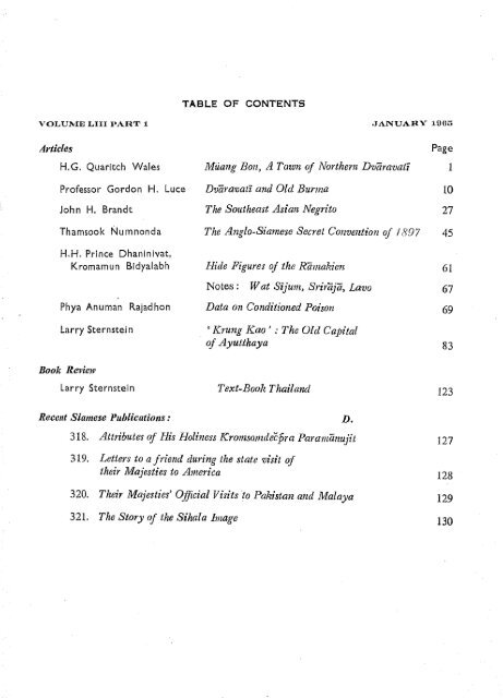 The Journal of the Siam Society Vol. LIII, Part 1-2, 1965 - Khamkoo