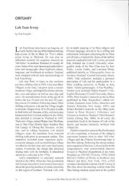 The Journal of the Siam Society Vol. LXXXIX, Part 1-2 ... - Khamkoo