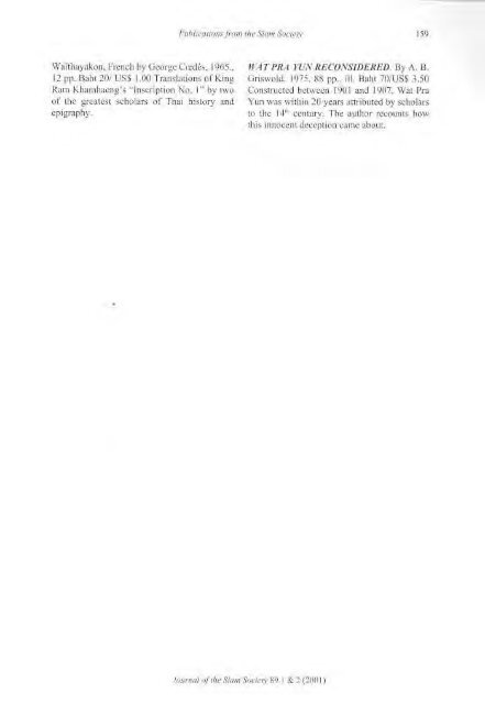 The Journal of the Siam Society Vol. LXXXIX, Part 1-2 ... - Khamkoo