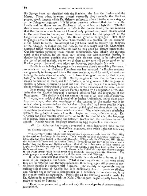 Burma: Census of India 1901 Vol. I - Khamkoo