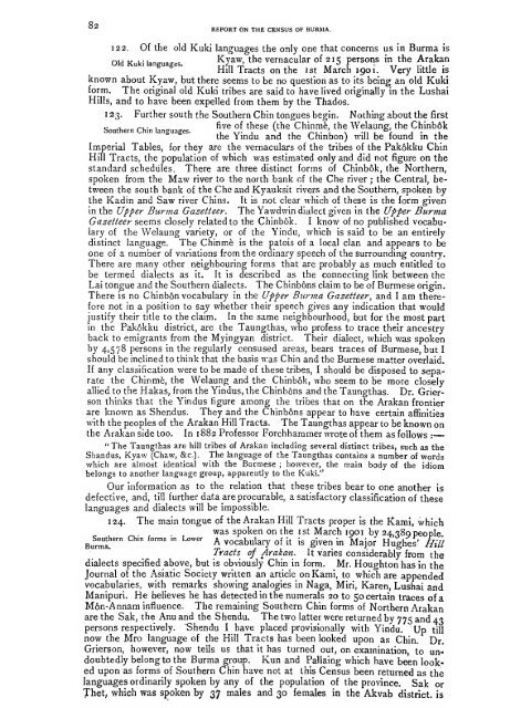 Burma: Census of India 1901 Vol. I - Khamkoo