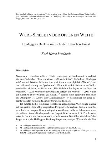 WORT-SPIELE IN DER OFFENEN WEITE - Karl-Heinz Brodbeck