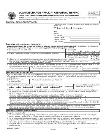 Loan Discharge Application: Unpaid Refund form - KHEAA