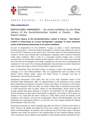 Press Release - Kunsthistorisches Institut in Florenz