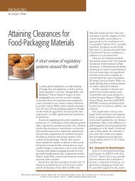 Attaining Clearances for Food-Packaging Materials - Keller Heckman