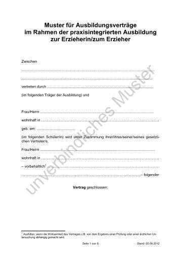 Musterausbildungsvertrag - Fritz-Ruoff-Schule
