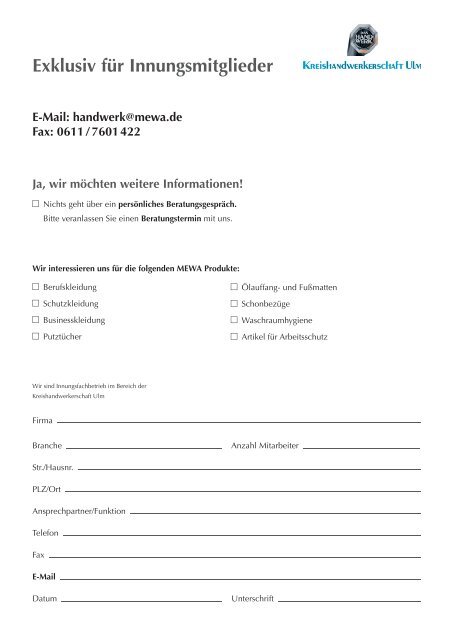 Informationen - Kreishandwerkerschaft Ulm