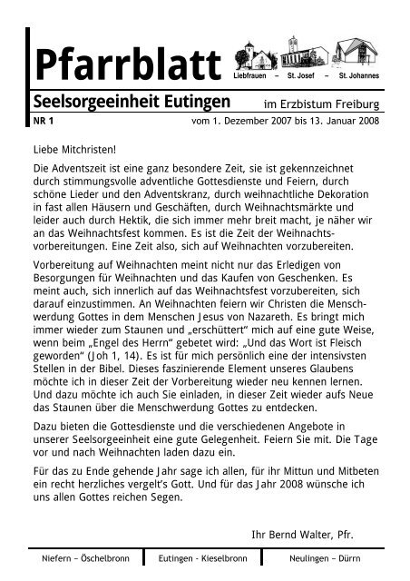 St. Johannes Seelsorgeeinheit Eutingen - Katholisches Dekanat ...