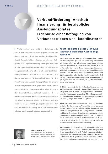 BWP-Sonderausgabe: Jugendliche in Ausbildung bringen - BiBB