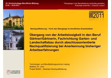 Ãbergang von der Arbeitslosigkeit in den Beruf GÃ¤rtner ... - KIBB