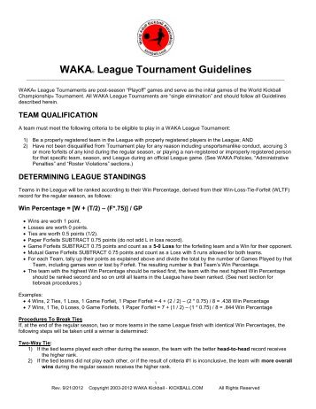 WAKAÂ® League Tournament Guidelines