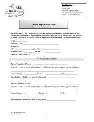 Family Registration Form - Kids Cancer Care