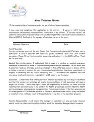 minor volunteer waiver form - Kids Cancer Care