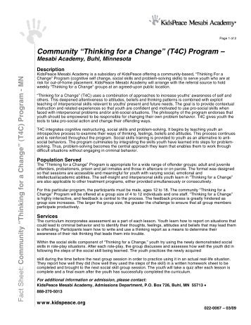 Community âThinking for a Changeâ (T4C) Program â - KidsPeace