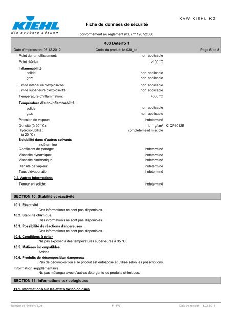 Fiche de données de sécurité - Kiehl-group.com